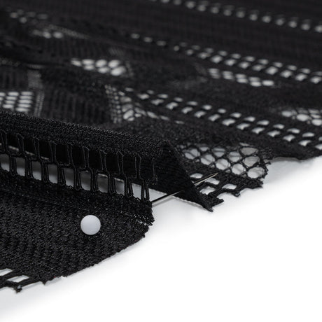 Corded Lace - Black Geometric Stripes