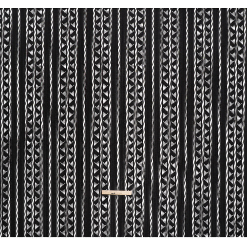 Corded Lace - Black Geometric Stripes