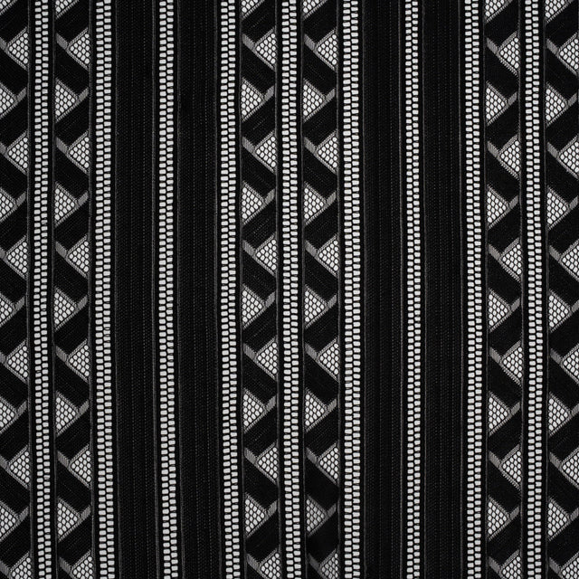 Corded Lace - Black Geometric Stripes