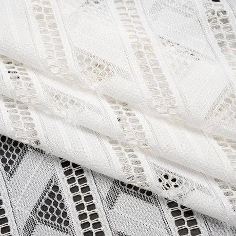 Corded Lace - Ivory Geometric Stripes