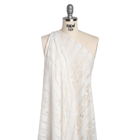 Corded Lace - Ivory Geometric Stripes