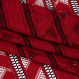 Corded Lace - Red and Black Geometric Stripes