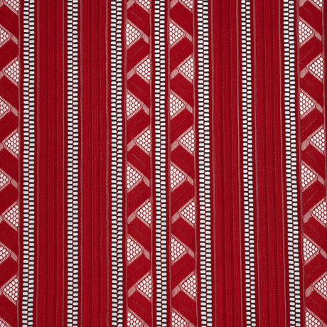 Corded Lace - Red and Black Geometric Stripes