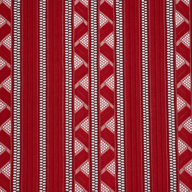 Corded Lace - Red and Black Geometric Stripes