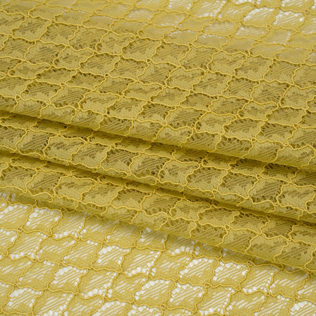Corded Lace with Finished Eyelash Edges - Chartreuse Diamond Lattice