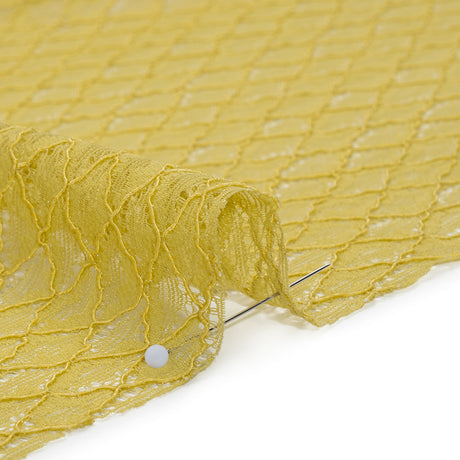 Corded Lace with Finished Eyelash Edges - Chartreuse Diamond Lattice