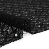 Corded Lace with Finished Eyelash Edges - Black Diamond Lattice