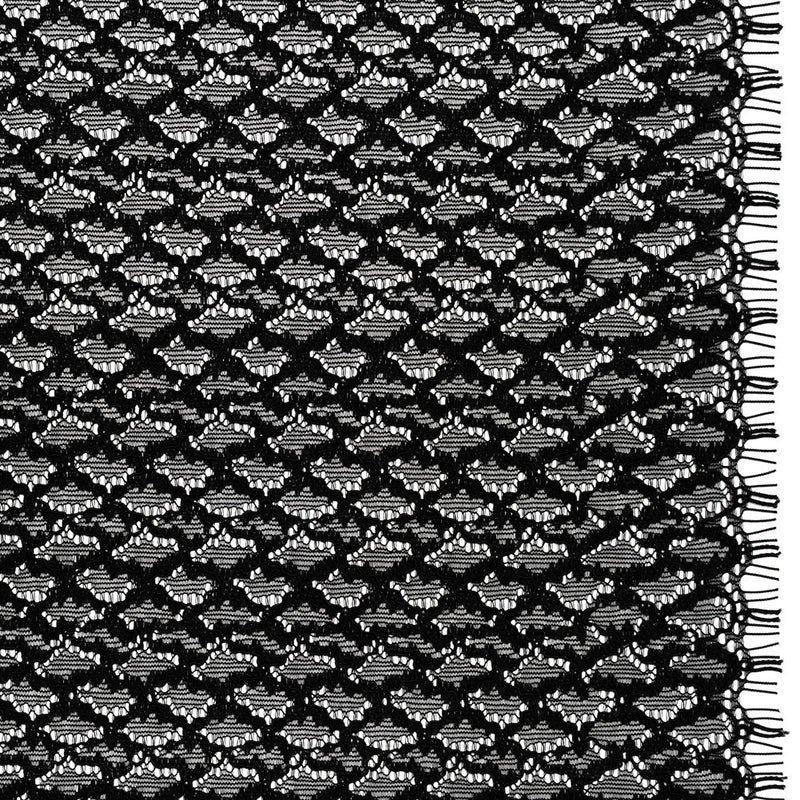 Corded Lace with Finished Eyelash Edges - Black Diamond Lattice
