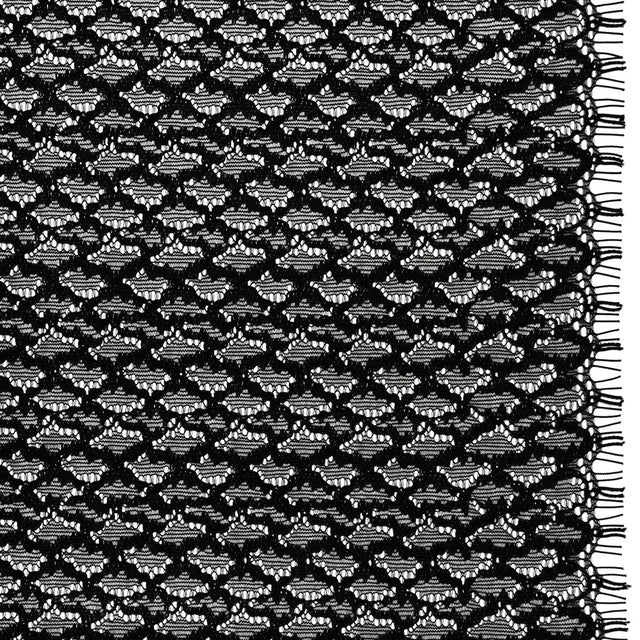 Corded Lace with Finished Eyelash Edges - Black Diamond Lattice