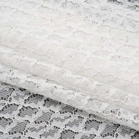 Corded Lace with Finished Eyelash Edges - Ivory Diamond Lattice