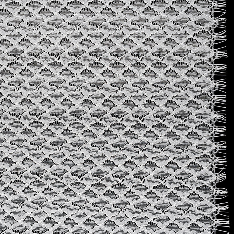 Corded Lace with Finished Eyelash Edges - Ivory Diamond Lattice