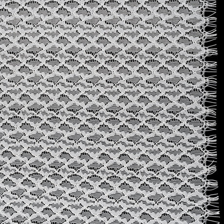 Corded Lace with Finished Eyelash Edges - Ivory Diamond Lattice