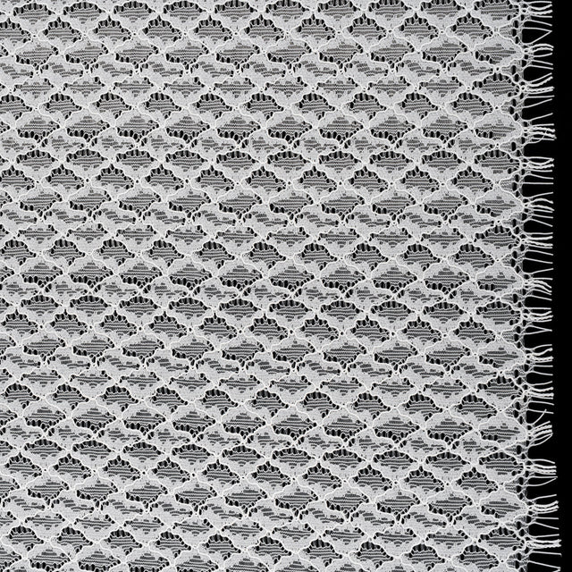 Corded Lace with Finished Eyelash Edges - Ivory Diamond Lattice