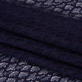 Corded Lace with Finished Eyelash Edges - Navy and Purple Diamond Lattice