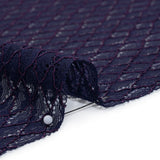 Corded Lace with Finished Eyelash Edges - Navy and Purple Diamond Lattice