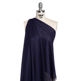 Corded Lace with Finished Eyelash Edges - Navy and Purple Diamond Lattice