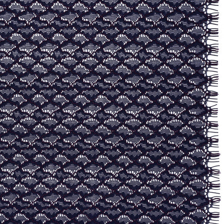 Corded Lace with Finished Eyelash Edges - Navy and Purple Diamond Lattice