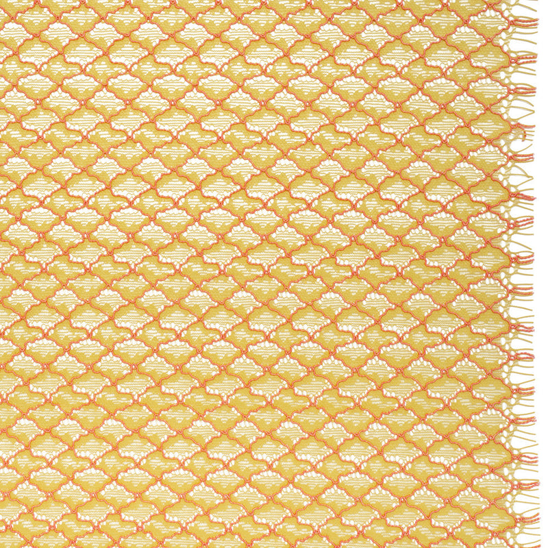 Corded Lace with Finished Eyelash Edges - Chartreuse and Confetti Pink Diamond Lattice