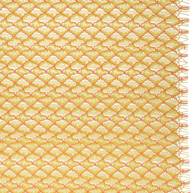 Corded Lace with Finished Eyelash Edges - Chartreuse and Confetti Pink Diamond Lattice