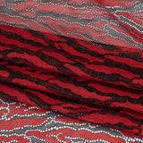 Raschel Lace Panel with Finished Edges - Black and Haute Red Animal Stripes