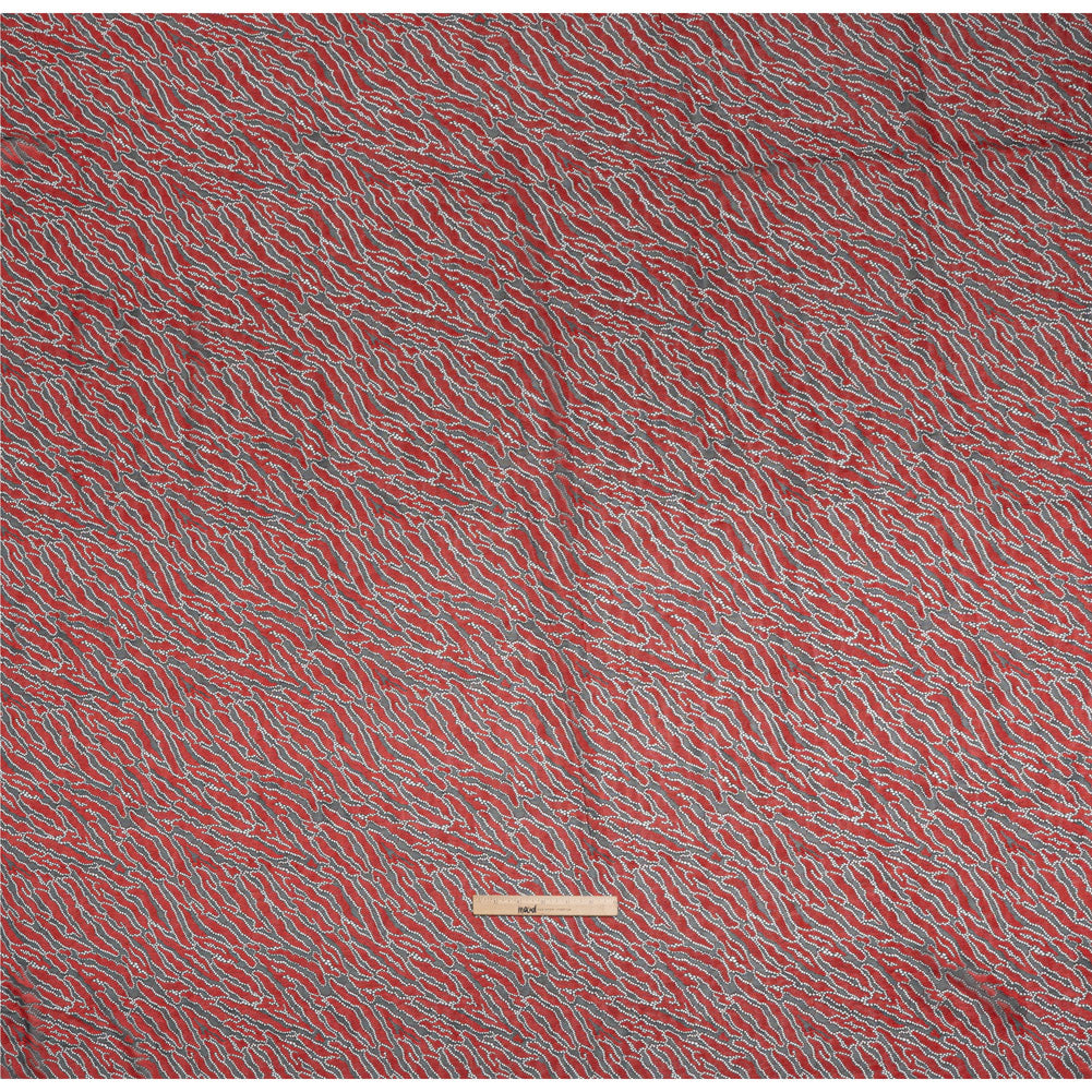 Raschel Lace Panel with Finished Edges - Black and Haute Red Animal Stripes