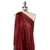 Raschel Lace Panel with Finished Edges - Black and Haute Red Animal Stripes
