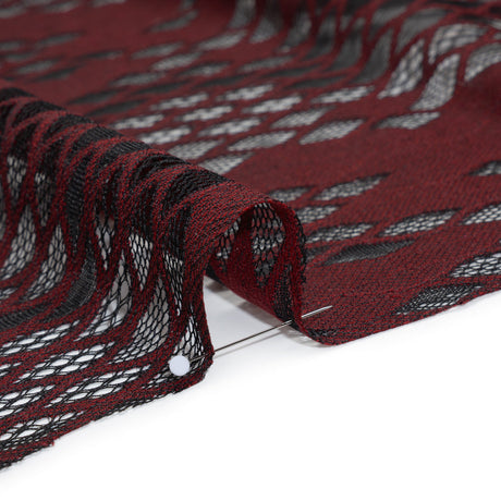 Raschel Lace with Eyelash Fringe Edges - Black and Chocolate Diamond Argyle