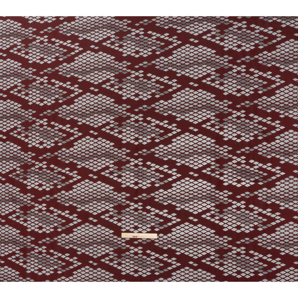 Raschel Lace with Eyelash Fringe Edges - Black and Chocolate Diamond Argyle