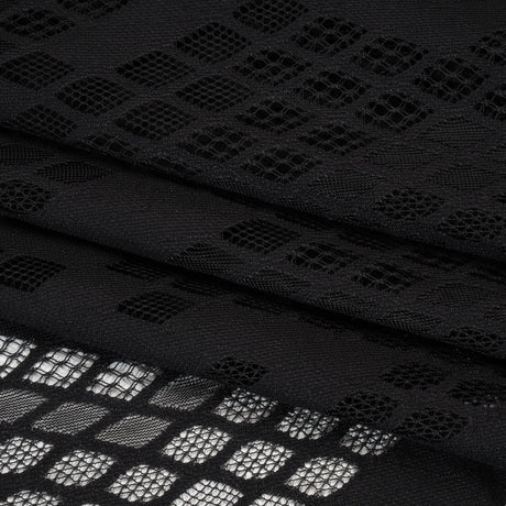 Raschel Lace with Eyelash Fringe Edges - Black Diamond Argyle