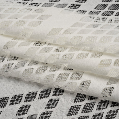 Raschel Lace with Eyelash Fringe Edges - Ivory Diamond Argyle
