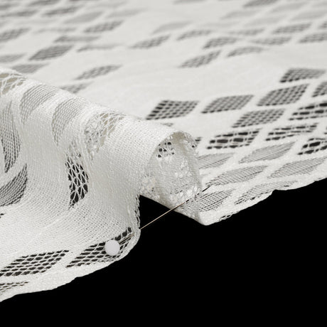 Raschel Lace with Eyelash Fringe Edges - Ivory Diamond Argyle
