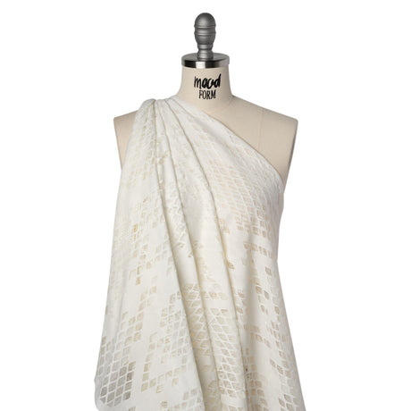 Raschel Lace with Eyelash Fringe Edges - Ivory Diamond Argyle