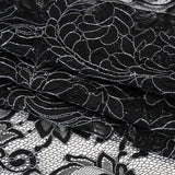 Corded Lace with Finished Scalloped Edges - Black and Ivory Flowers and Leaves