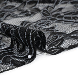 Corded Lace with Finished Scalloped Edges - Black and Ivory Flowers and Leaves