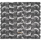 Corded Lace with Finished Scalloped Edges - Black and Ivory Flowers and Leaves
