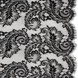Corded Lace with Finished Scalloped Edges - Black and Ivory Flowers and Leaves
