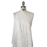 Corded Lace with Finished Scalloped Edges - Ivory Flowers and Leaves