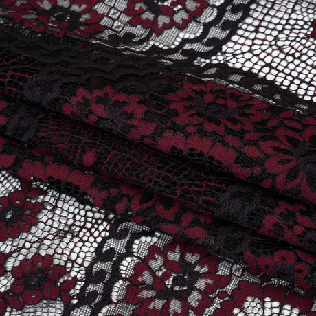 Raschel Lace with Finished Scalloped Edges - Black and Chocolate Truffle Sunflowers and Daisies