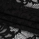 Corded Lace with Finished Scalloped Edges - Black Bold Florals
