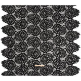 Corded Lace with Finished Scalloped Edges - Black Bold Florals