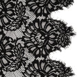 Corded Lace with Finished Scalloped Edges - Black Bold Florals