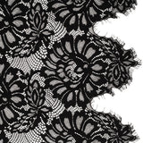 Corded Lace with Finished Scalloped Edges - Black Bold Florals