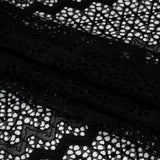 Corded Lace with Eyelash Fringe Edges - Black Zig Zag Stripes
