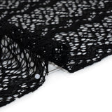 Corded Lace with Eyelash Fringe Edges - Black Zig Zag Stripes
