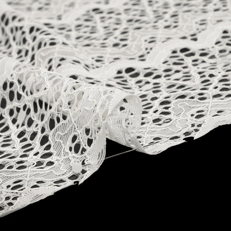 Corded Lace with Eyelash Fringe Edges - Ivory Zig Zag Stripes
