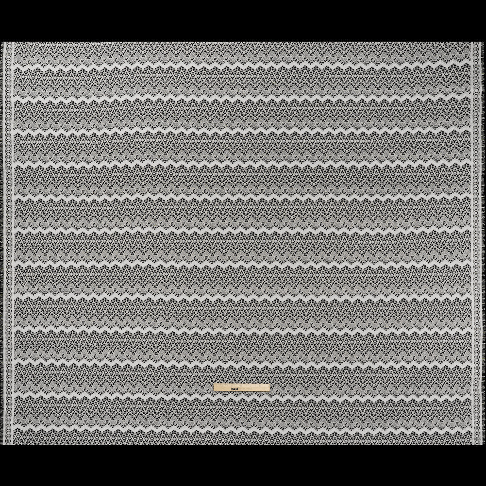 Corded Lace with Eyelash Fringe Edges - Ivory Zig Zag Stripes