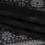 Corded Lace with Eyelash Fringe Edges - Black Floral and Geometric Stripes