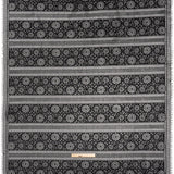 Corded Lace with Eyelash Fringe Edges - Black Floral and Geometric Stripes