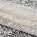 Corded Lace with Eyelash Fringe Edges - Ivory Floral and Geometric Stripes