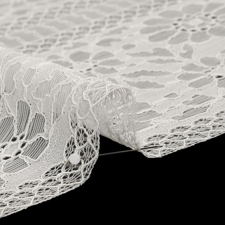 Corded Lace with Eyelash Fringe Edges - Ivory Floral and Geometric Stripes